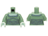 Torso Female Outline Light Aqua Skin and Dress with Gray Ruffles Pattern / Sand Green Arms / Light Aqua Hands
