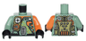 Torso Olive Green, Orange and Silver Mechanical Pack and Body Armor Pattern / Orange Arm Left / Sand Green Arm Right / Black Hands
