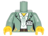 Torso Female Outline Jacket with Gold Flowers, ID Badge with 'KOKO' over White Blouse and Dark Brown Belt Pattern / Sand Green Arms / Yellow Hands