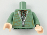 Torso Female Robe with Buttons and Medium Nougat Branches with Olive Green Leaves, Silver Necklaces Pattern / Sand Green Arms / Light Nougat Hands