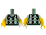 Torso Knit Argyle Sweater Vest with Dark Green Collar over White Shirt Pattern / Yellow Arms with Molded White Short Sleeves Pattern / White Hand Left / Yellow Hand Right