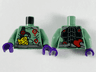 Torso Silver Duct Tape Belt and Shoulder Strap, Black Muscle Lines, Red Circles Pattern / Sand Green Arms / Dark Purple Hands