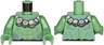 Torso Bare Chest with Light Bluish Gray Muscles Outline, Stone Necklace and Sand Blue Spots Pattern / Sand Green Arms / Sand Green Hands