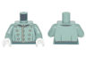 Torso Jacket Formal with Gold and Black Trim and Collar, 12 Buttons, Dark Green Pants Pattern / Sand Green Arms / White Hands
