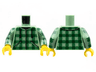 Torso Baja Shirt, Dark Green Plaid, Black Drawstrings Pattern / Sand Green Arms with Dark Green Plaid Pattern / Yellow Hands