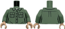 Torso Female Shirt with Pockets and Buttons, White T-Shirt Pattern / Sand Green Arms / Light Nougat Hands