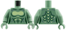 Torso Female Merperson with Dark Green Contour Lines, Yellowish Green Bra and Metallic Light Blue Scales Pattern / Sand Green Arms / Sand Green Hands
