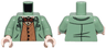 Torso Overcoat over Medium Nougat Striped Sweater Vest, Tan Plaid Shirt, and Reddish Brown Bow Tie Pattern / Sand Green Arms / Light Nougat Hands