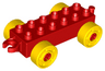 Duplo Car Base 2 x 6 with Open Hitch End and Yellow Wheels with Fake Bolts