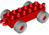 Duplo Car Base 2 x 6 with Open Hitch End and Light Bluish Gray Wheels with Fake Bolts