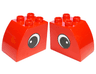 Duplo, Brick 2 x 3 x 2 Slope Curved with Circled Black Eye with White Pupil Pattern on Both Sides