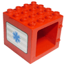 Duplo Door / Window Frame 4 x 4 x 3 Thick Top with Blue EMT Star of Life Pattern on Both Sides