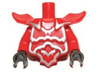 Torso, Modified Short with Armor Breastplate with Shoulder Ridges and Silver Edges Pattern / Red Arms / Black Hands