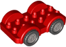 Duplo Car Base 2 x 6 with Black Tires with Flat Silver Wheels on Fixed Axles