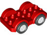 Duplo Car Base 2 x 6 with Black Tires and White Wheels on Fixed Axles