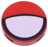 Tile, Round 2 x 2 with Bottom Stud Holder with Large White Partially Closed Eye with Black Border Pattern