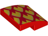 Slope, Curved 2 x 2 x 2/3 with Gold and Orange Dragon Scales, Pointed Left Pattern