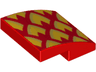 Slope, Curved 2 x 2 x 2/3 with Gold and Orange Dragon Scales, Pointed Right Pattern