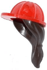 Minifigure, Headgear Helmet Construction with Molded Dark Brown Ponytail Hair Pattern