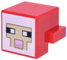 Creature Head Pixelated with Black and White Eyes, Bright Pink Nose, Tan Face with Dark Tan Outline on White Background Pattern (Minecraft Sheep)