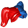 Minifigure, Hair Female Pigtails High, Long Bangs, Hole on Top with Blue Left Half Pattern