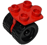 Duplo Wheel Double Assembly with 4 Studs and Black Wide Wheels