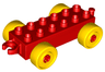 Duplo Car Base 2 x 6 with Open Hitch End and Yellow Wheels