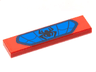 Tile 1 x 4 with Black Spider on Blue Background with Dark Blue Border and Webbing Pattern