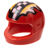 Minifigure, Headgear Helmet Motorcycle (Standard) with Black and White Checkered Stripe, Faded Flames Pattern