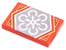 Tile 2 x 3 with White 6-Pointed Shuriken Throwing Star on Silver Background with Gold Trim Pattern (Ninjago Teamwork Banner)