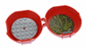 Container, Pod with Light Bluish Gray 6 x 6 Round Plate and Dark Bluish Gray 1 x 2 Plate with The LEGO Ninjago Movie Pattern (Stickers) - Set 5004916