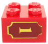 Brick 2 x 2 with Yellow '1' and Fancy Outline Pattern on Both Sides
