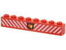 Brick 1 x 8 with Fire Logo Badge and White Danger Stripes Pattern