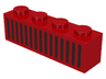 Brick 1 x 4 with Black Grille with 15 Vertical Lines Pattern