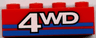 Brick 1 x 4 with 4WD Text and Blue Stripes Pattern