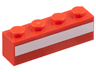Brick 1 x 4 with White Stripe Pattern