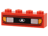 Brick 1 x 4 with Silver Car Headlights, Orange Signal Lights, Black Grille with White Triangle in Oval Logo Pattern