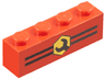Brick 1 x 4 with Wrench Head in Yellow Hexagon on Black Stripes Pattern