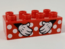 Duplo, Brick 2 x 4 with White Polka Dots and Minnie Mouse Hands Pattern