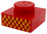 Plate 1 x 1 with Bright Light Orange Checkered Pattern