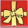 Tile 2 x 2 with Present / Gift with Gold Ribbon with Bow Pattern
