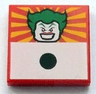 Tile 2 x 2 with 1 Black Dot and Joker Face on Red and Yellow Striped Background Pattern