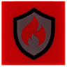Tile 2 x 2 with Flame Fire Logo on Black and Silver Badge / Shield Pattern