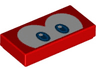 Tile 1 x 2 with Blue and Dark Blue Eyes on White Background Pattern (Super Mario Cheep Cheep / Eep Cheep)