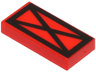 Tile 1 x 2 with Black Cross in Rectangle Pattern