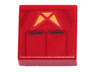 Tile 1 x 1 with SW Dark Red Lines, Black Bars and Yellow Triangles Pattern