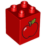 Duplo, Brick 2 x 2 x 2 with Apple Pattern