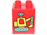 Duplo, Brick 2 x 2 x 2 with Yellow and Medium Azure Toy Excavator Pattern (10845)