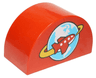 Duplo, Brick 2 x 4 x 2 Slope Curved Double with Airplane Circling Globe Pattern