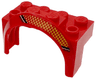 Vehicle, Mudguard 4 x 2 1/2 x 2 with Arch Round with Black, White and Dark Red Stripes, Bright Light Orange Dots and Checkered Pattern Model Right Side